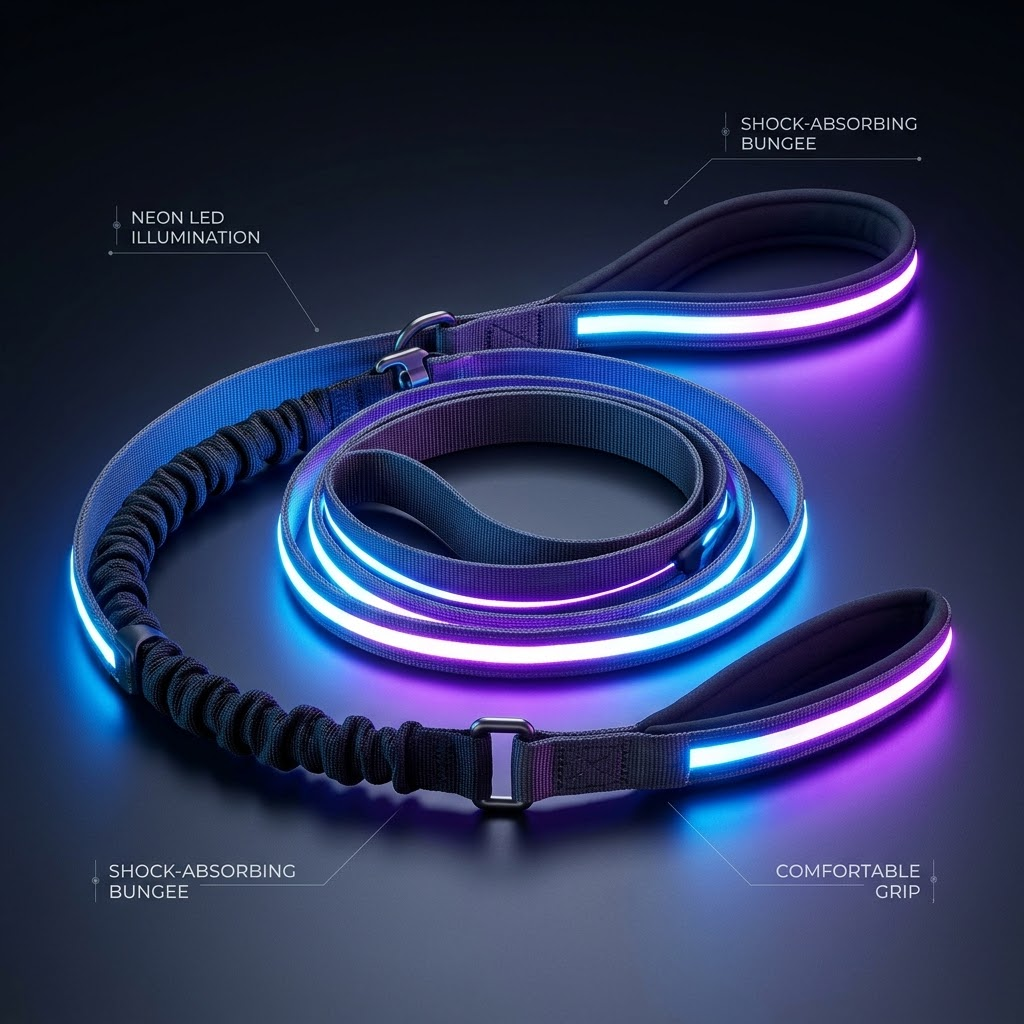 Illuminate the Night, Tame the Pull: The Cyber-Glow Bungee Leash